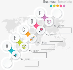 世界地图商务图表矢量图素材