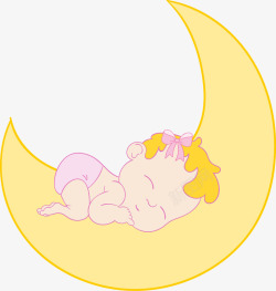 儿童睡眠月亮上的婴儿矢量图高清图片