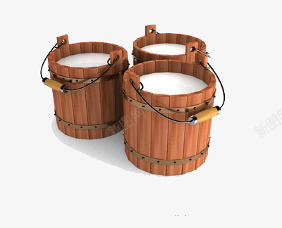 三个装着牛奶的手提木桶png免抠素材_88icon https://88icon.com 手提 木桶 木质 牛奶 白色