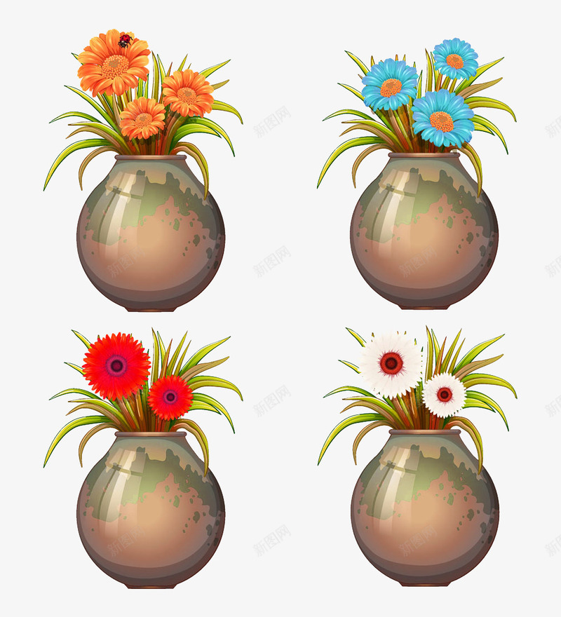 卡通菊花桌花png免抠素材_88icon https://88icon.com 卡通 月见草 桌花 植物 白色花 红色花 花卉 菊花 蓝色花 装饰 黄色花