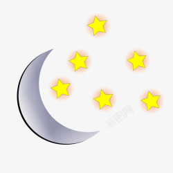 卡通版的月亮和星星素材