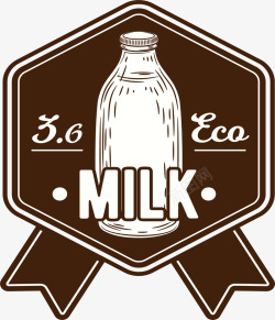 六边形牛奶徽章矢量图素材