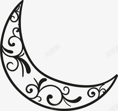 七夕月亮花纹月亮矢量图图标图标