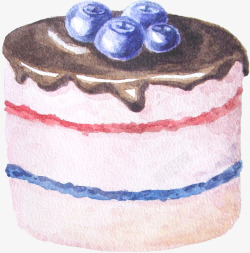 手绘水彩风蓝莓甜品素材
