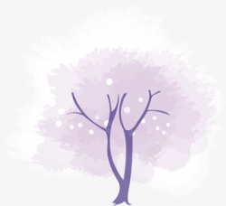 紫色手绘漫画大树素材