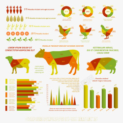 彩色表柱动物营养信息图表矢量图素材