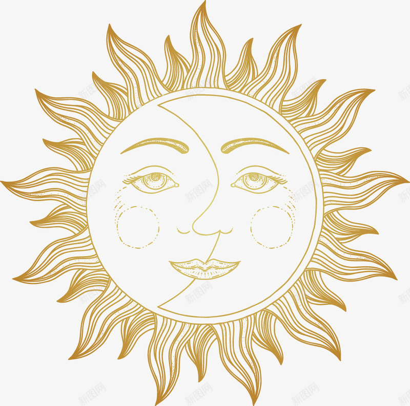 手绘太阳和月亮图案png免抠素材_88icon https://88icon.com 创意 图案 太阳 手绘 月亮