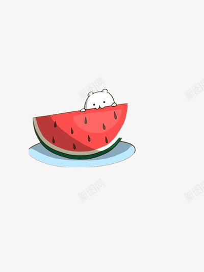 小猫与西瓜的夏天png免抠素材_88icon https://88icon.com 动物 卡通 可爱 水果