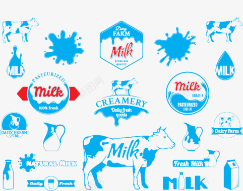 蓝色牛奶瓶子图标图标