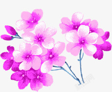 紫色水彩模糊花朵素材
