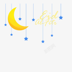 月亮Eid宰牲节挂饰矢量图高清图片