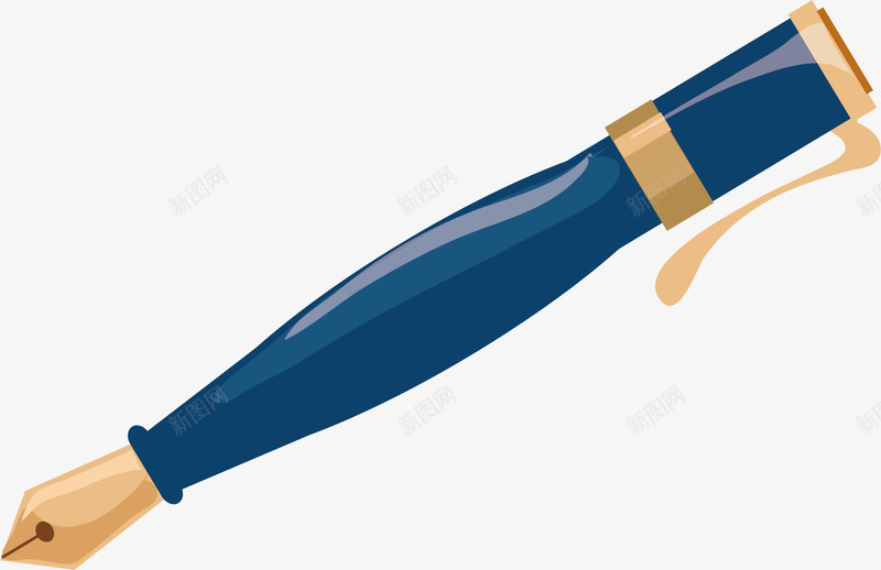 漂亮蓝色钢笔矢量图ai免抠素材_88icon https://88icon.com 写字 办公用品 尖头 漂亮 蓝色 钢笔 矢量图