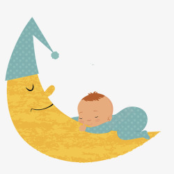睡着的孩子插图可爱夜晚宝宝睡着了高清图片
