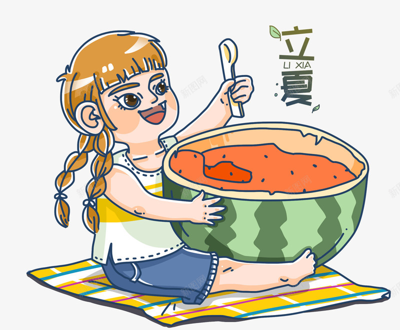 手绘可爱插图立夏节气女孩吃西瓜png免抠素材_88icon https://88icon.com 可爱插图 吃西瓜 女孩 手绘 手绘可爱插图立夏节气女孩吃西瓜插画免费下载 插画 立夏 节气