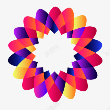 六一儿童节元素七色花logo图标图标
