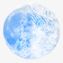 蓝色中国风复古花纹月亮素材