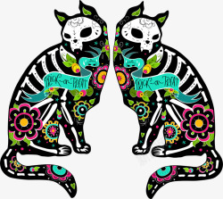墨西哥风格猫咪装饰矢量图素材