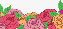 浪漫彩色玫瑰花丛矢量图素材