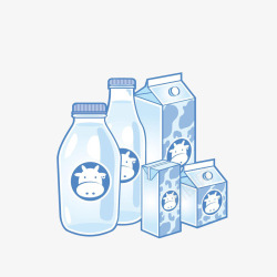卡通瓶装牛奶盒装牛奶素材