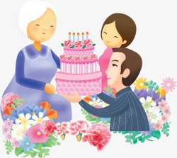 多彩蛋糕母亲节给妈妈过生日高清图片
