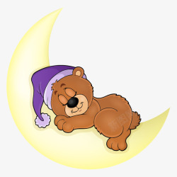 睡觉粉熊月亮上睡着的小熊矢量图高清图片