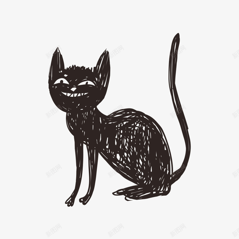 卡通小黑猫png免抠素材_88icon https://88icon.com 儿童画画 儿童绘本 动物插画 卡通动物漫画 卡通小黑猫 可爱 插画 贺卡