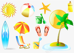 缤纷多彩夏天海滩矢量图高清图片