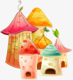 可爱卡通萌萌哒蘑菇房子素材