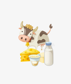 奶牛和牛奶矢量图素材