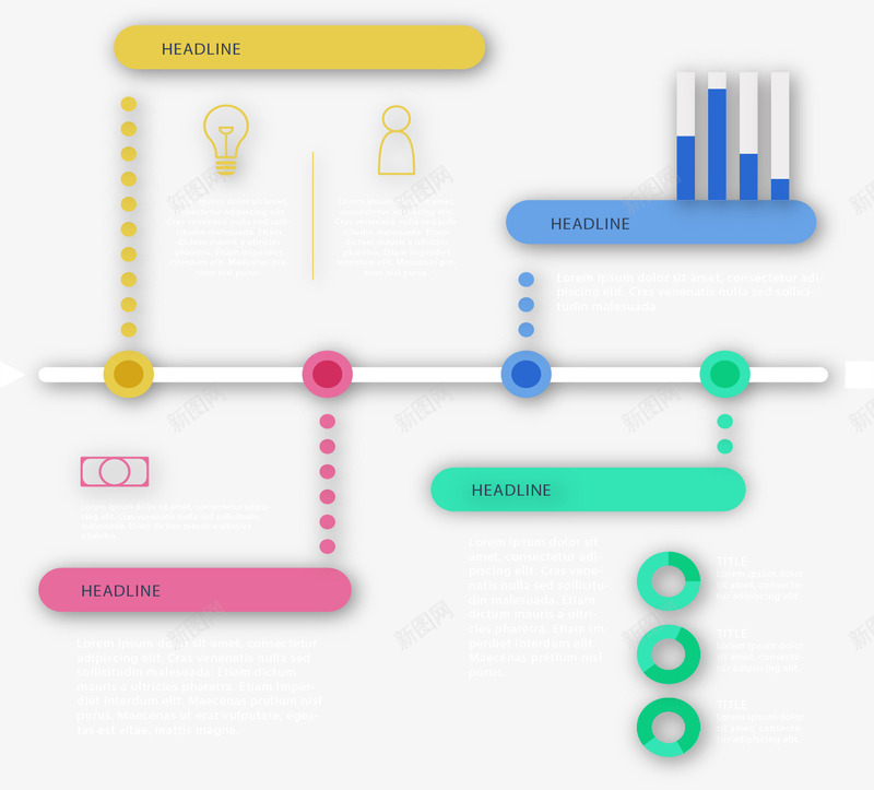 时间轴信息图表png免抠素材_88icon https://88icon.com 信息图表 小清新 彩色 时间轴 流程 矢量素材 进程