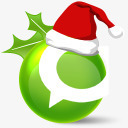 绿色圆球红色圣诞帽素材