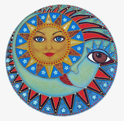 太阳月亮圆形标志素材