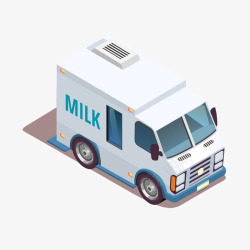 卡通版白色的牛奶车素材