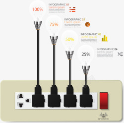 创意灯泡统计图矢量图素材