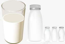 新鲜纯牛奶和奶瓶矢量图素材