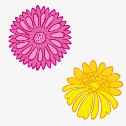 黄色的菊花和粉色的菊花图案矢量图素材