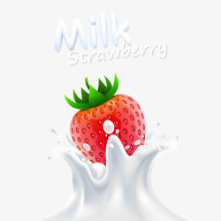 新鲜草莓与牛奶素材