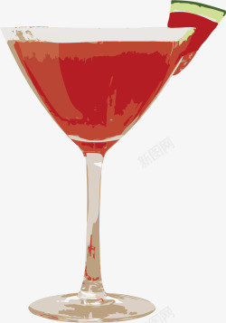 红色手绘水彩西瓜汁素材