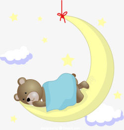 睡觉粉熊泰迪熊睡在月球上矢量图高清图片