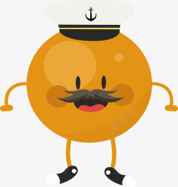 卡通橙子船长小人矢量图素材