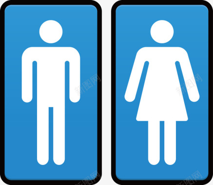 创意蓝色男女洗手间图图标图标