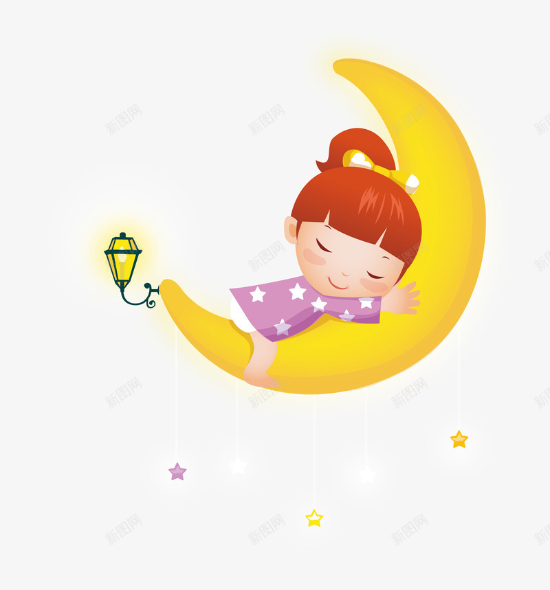 抱月亮睡觉的女孩png免抠素材_88icon https://88icon.com png 卡通 女孩 月亮 熟睡少女 睡觉