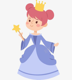 卡通小公主拿着小星星的小公主高清图片