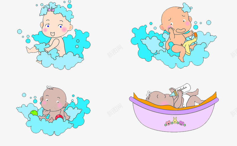 宝宝洗澡四个卡通水花png免抠素材_88icon https://88icon.com 卡通 四个 宝宝洗澡 水花