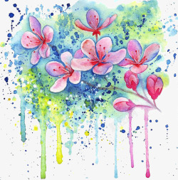 彩色水彩花卉插画素材