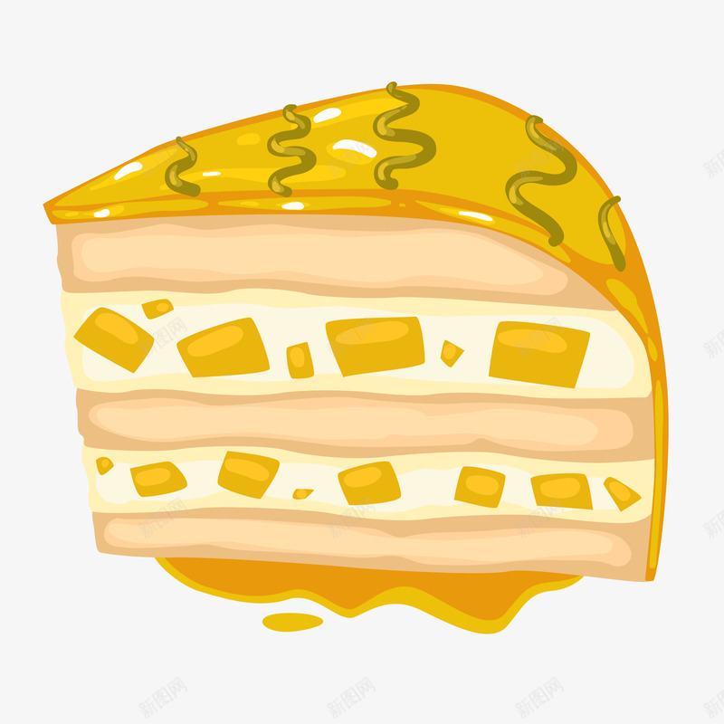 卡通芒果蛋糕矢量图ai免抠素材_88icon https://88icon.com 卡通 手绘 甜品 芒果 食物设计 黄色 矢量图