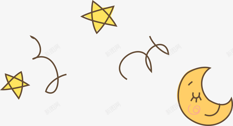 黄色卡通月亮星星装饰图案png免抠素材_88icon https://88icon.com 卡通 星星 月亮 装饰图案免抠PNG 黄色