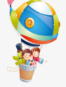 多彩卡通热气球装饰图案素材