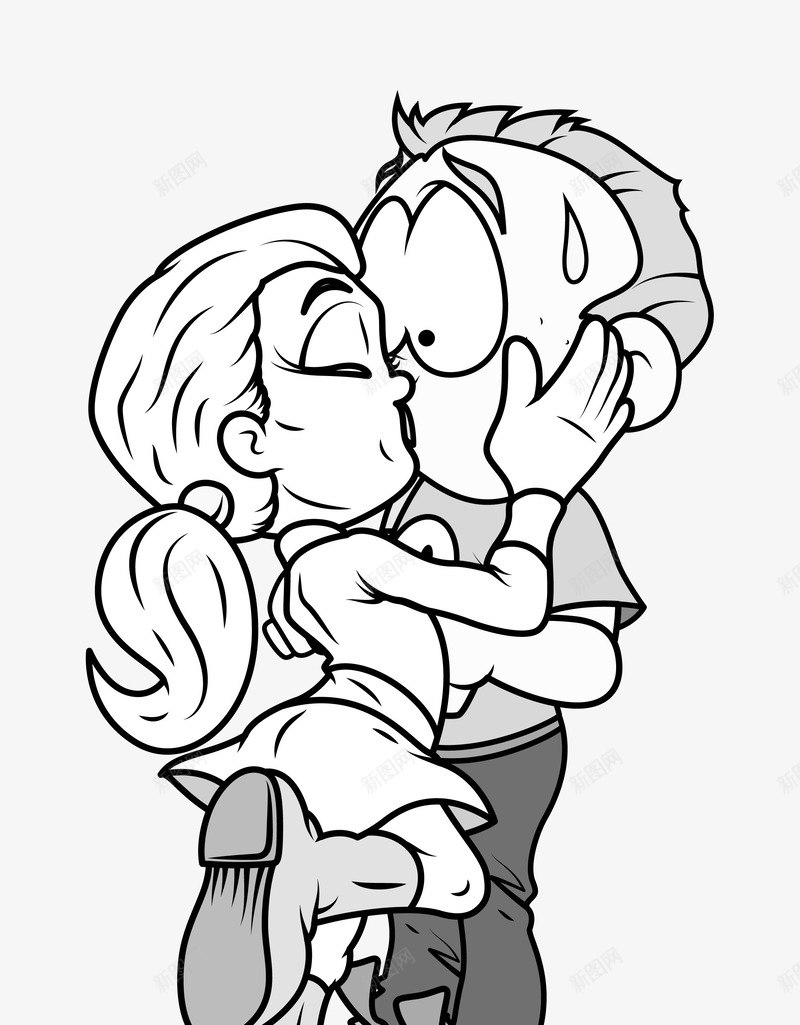 卡通接吻的情侣人物png免抠素材_88icon https://88icon.com 卡通情侣 卡通手绘 尴尬 情侣 接吻 漫画