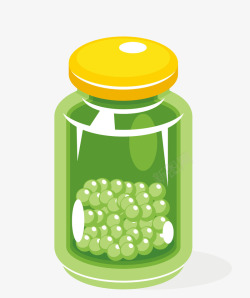 绿色透明玻璃瓶矢量图素材
